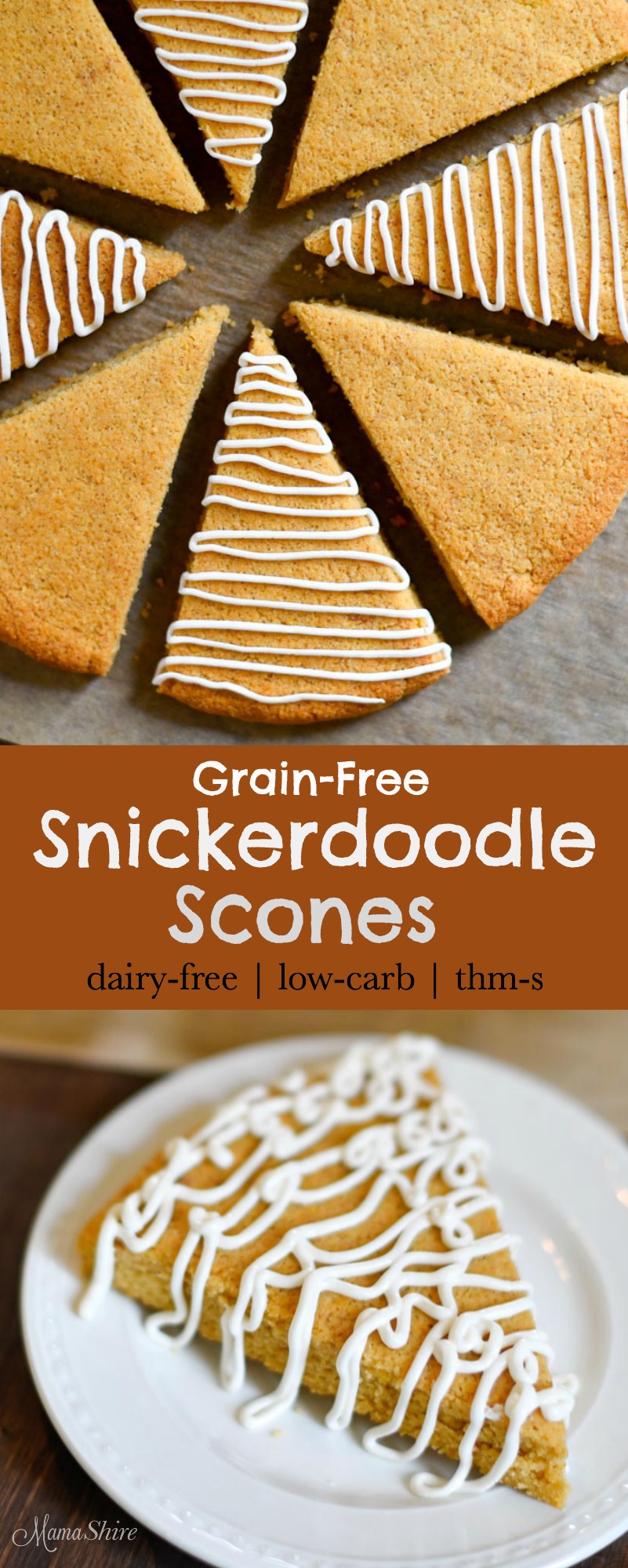 Grain-Free Snickerdoodle Scones - Gluten-free, Dairy-free, Sugar-free, THM-S, Low-carb