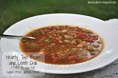 Hearty Two Bean and Lentil Chili Dairy-Free and Gluten-Free THM Dinners