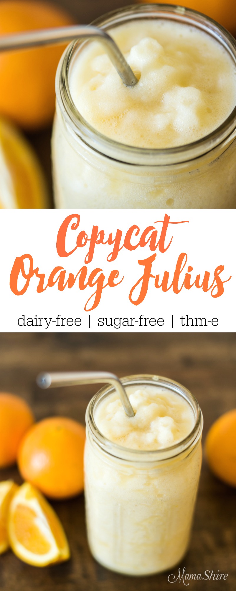 Try this delicious and healthy Copycat Orange Julius that's dairy free! It's super easy to make and so refreshing! Gluten-free, Sugar-free, THM-E