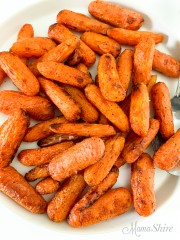 A dish of air-fried baby carrots.