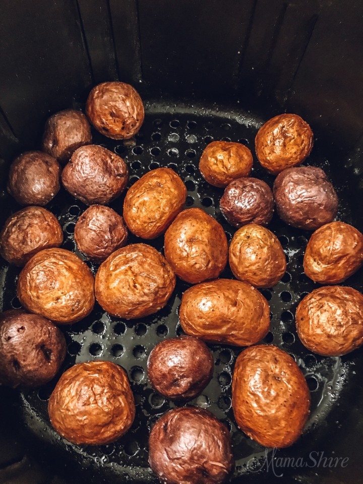 Air-Fried Baby Potatoes in an air fryer.