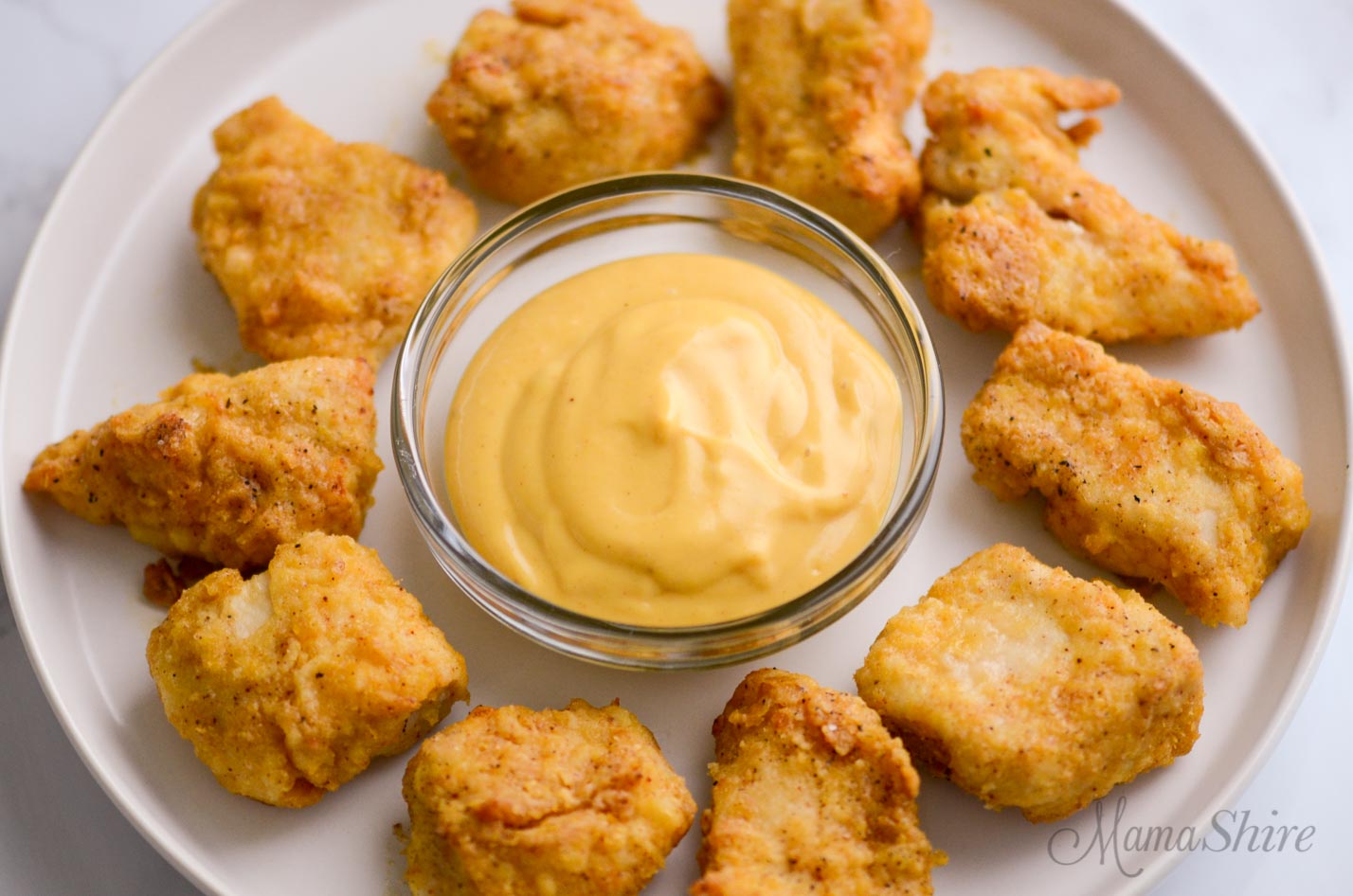 Gluten-free nuggets with copycat Chick Fil A Sauce.