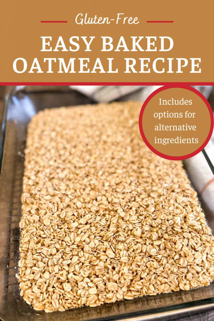 A 9x13-inch baking dish with freshly baked oatmeal.