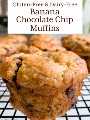 Gluten-free dairy-free banana chocolate chip muffins fresh from the oven.