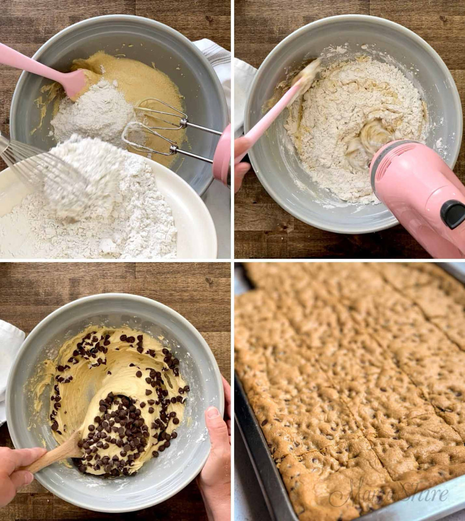 Steps on how to make chocolate chip cookie dough.