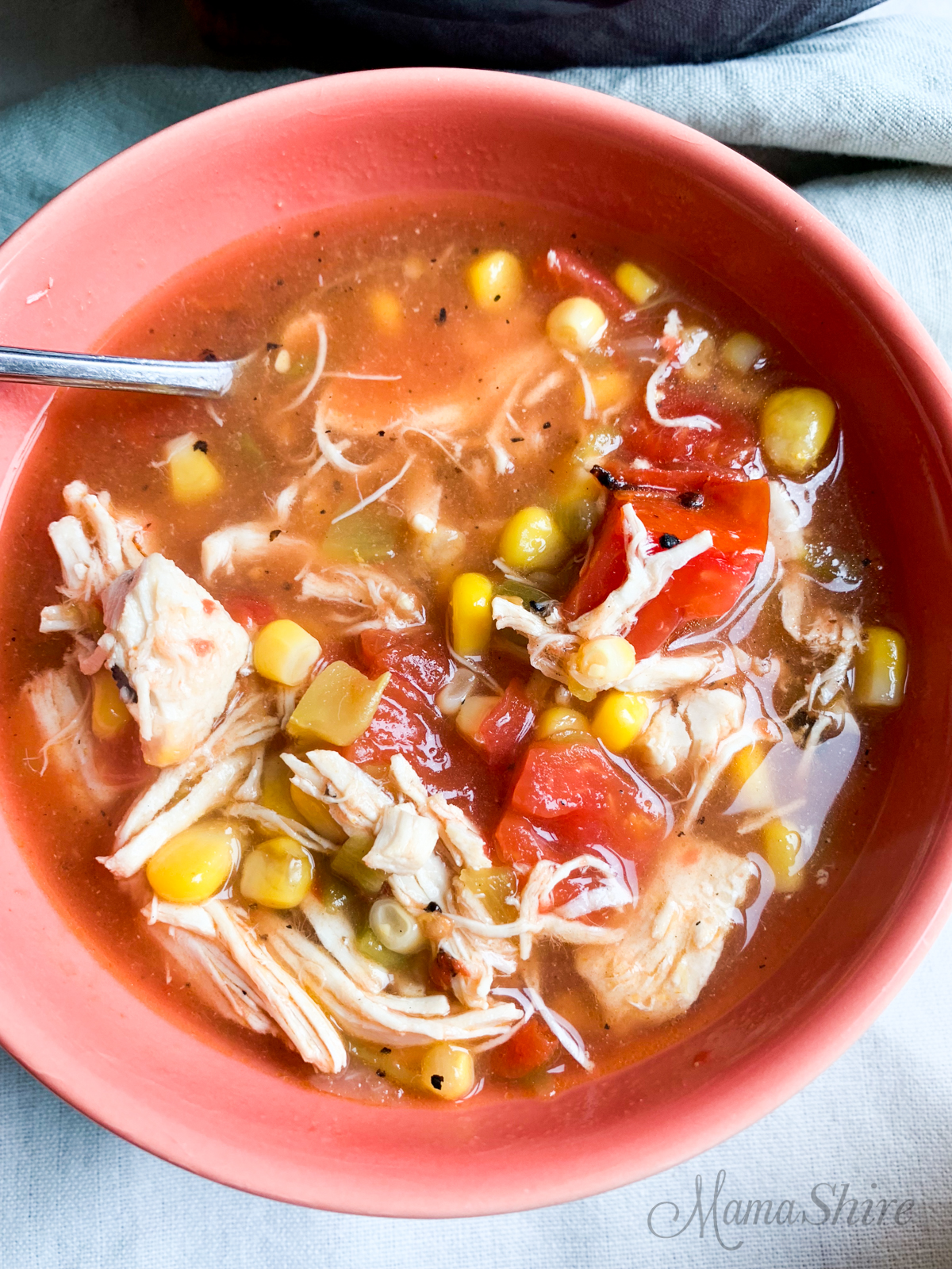 A tasty and satifying bowl of chicken tortilla soup.