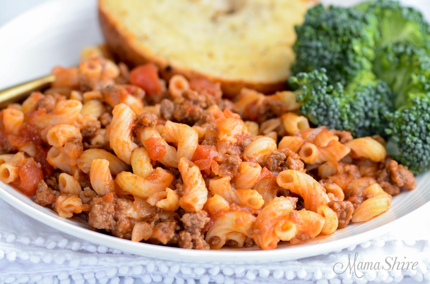 A serving of American goulash made gluten-free.