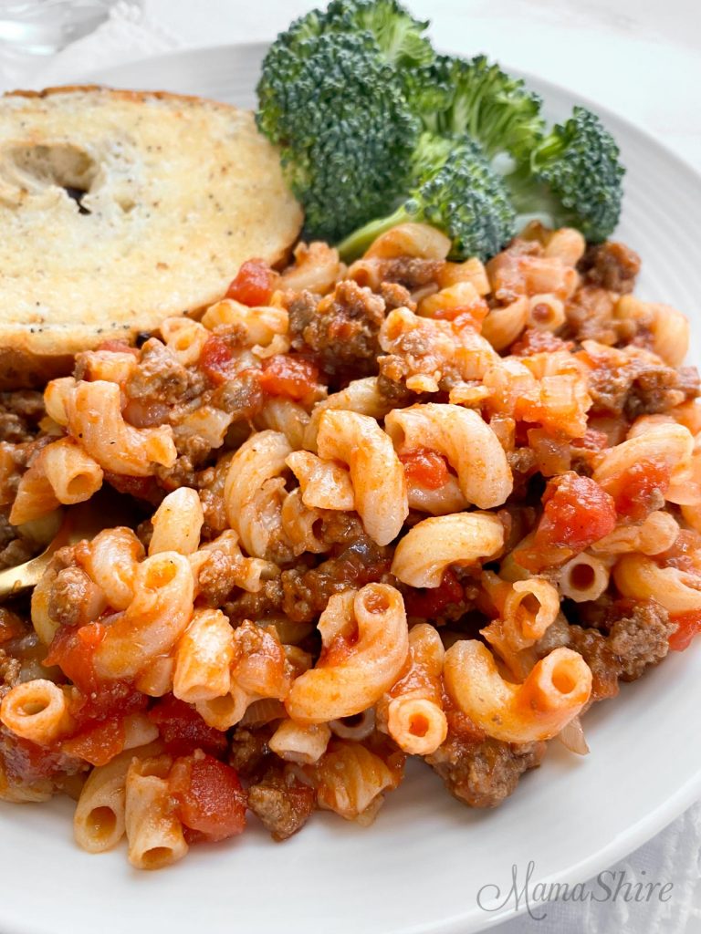 A serving of gluten-free goulash.
