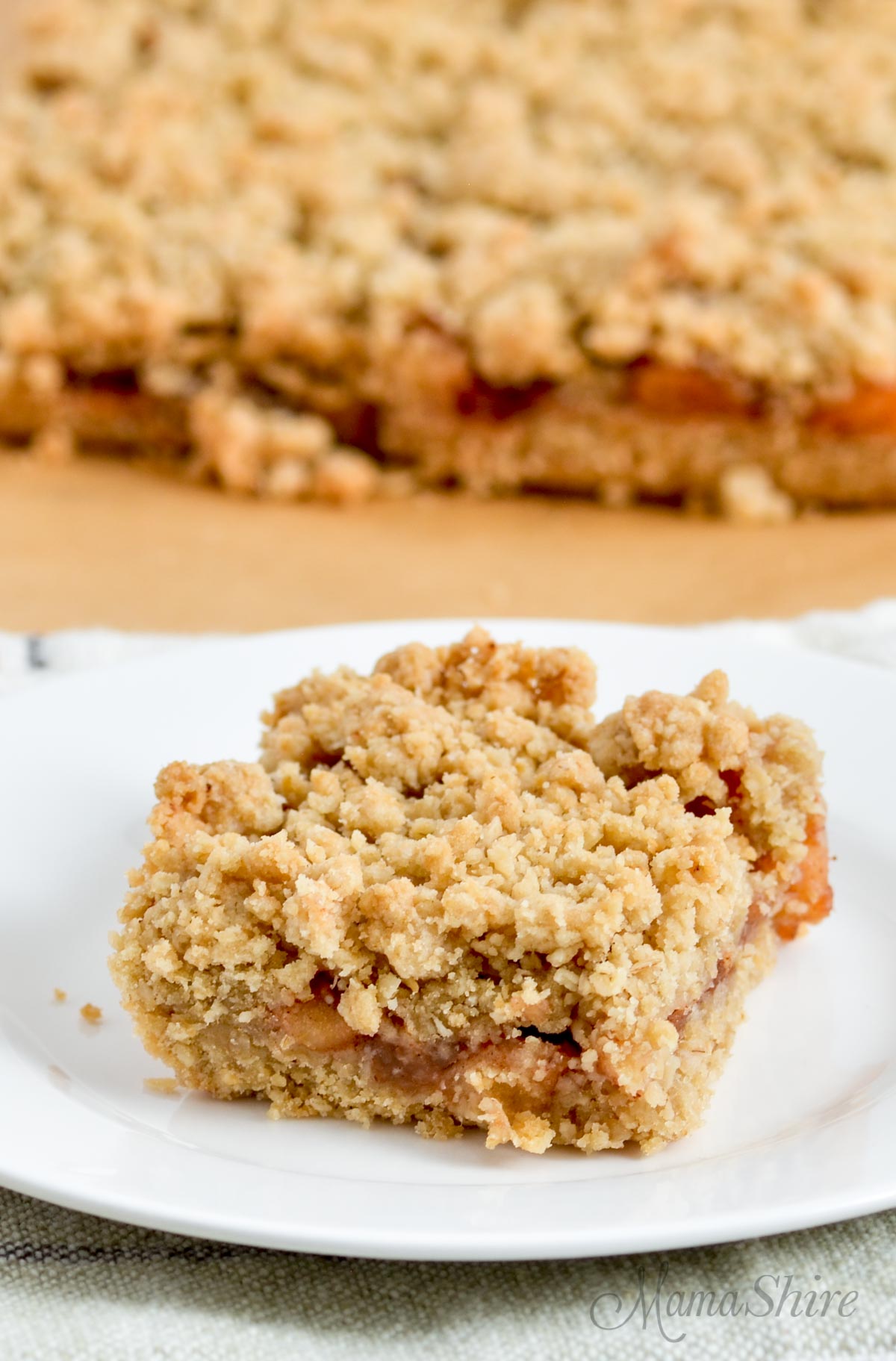 Gluten-free apple cinnamon oatmeal bar with more in the background.