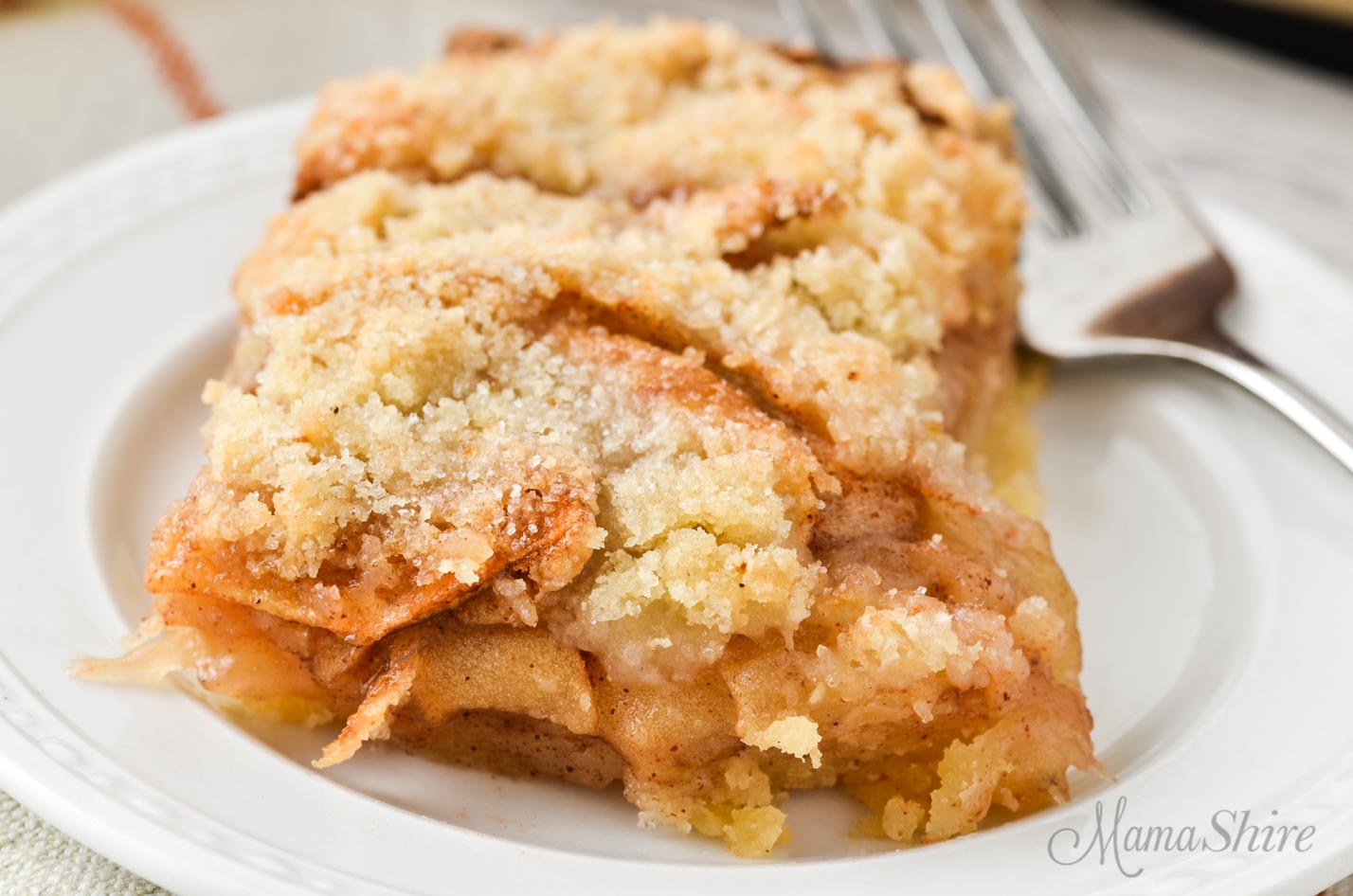 A slice of apple slab pie made with a gluten-free and dairy-free recipe.