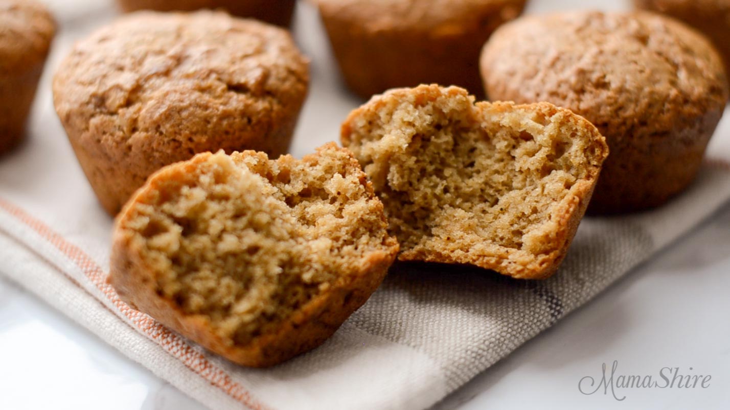 Moist gluten-free applesauce muffins.