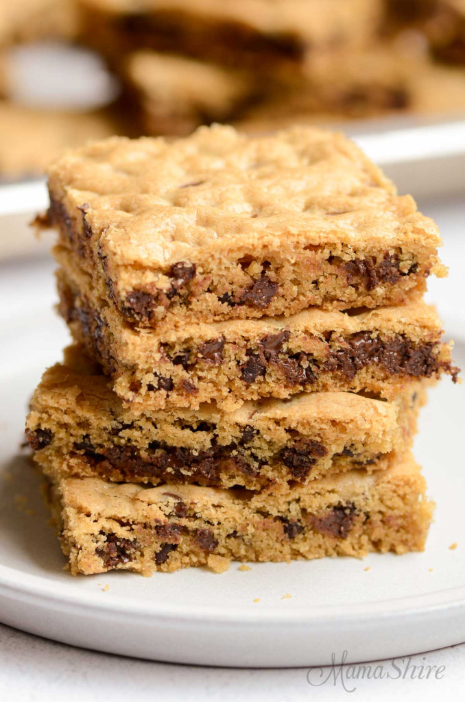 A stack of dairy-free and gluten-free cookie bars.