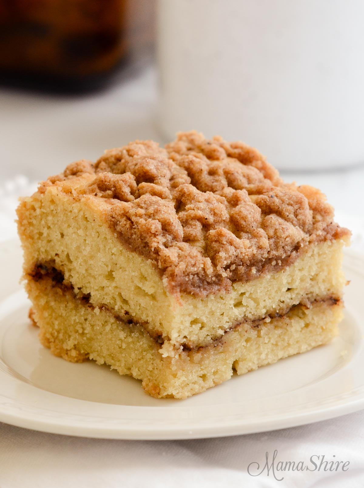 Gluten-free coffee cake with cinnamon streusel topping.