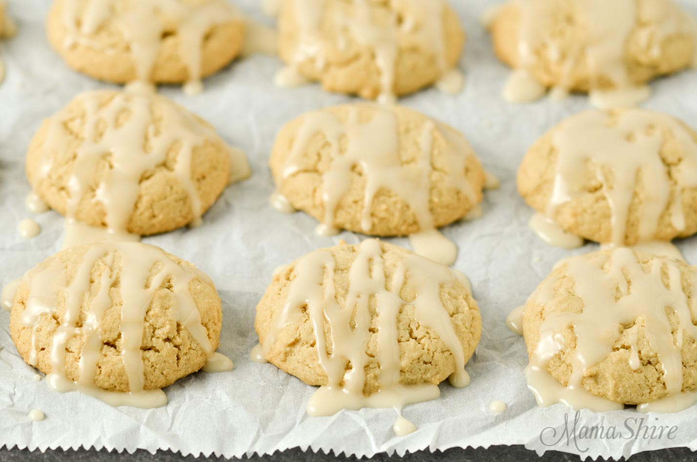 Maple Brown Sugar Cookies drizzled with maple icing. (gluten-free & dairy-free)