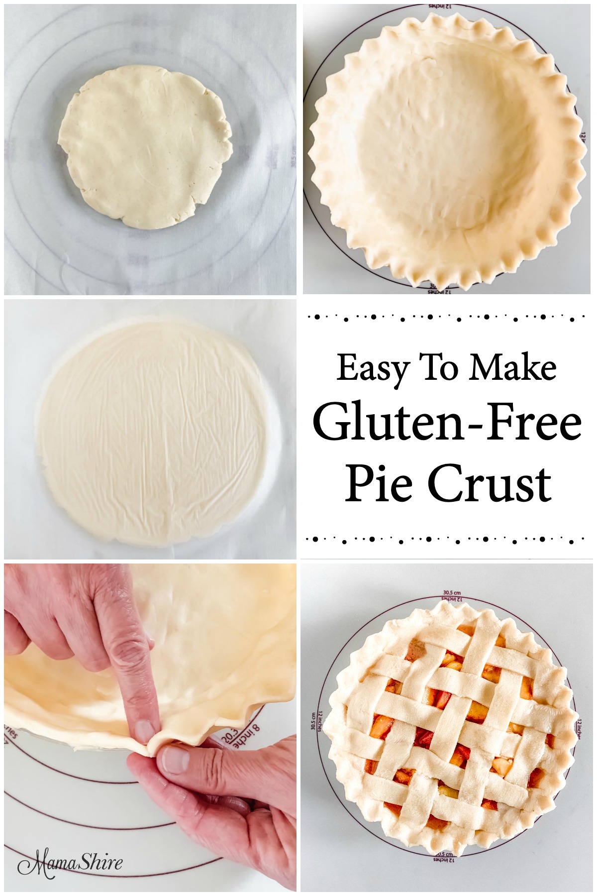 Step by step pictures on how to make gluten-free pie crust.