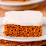 Pumpkin bars made with a gluten-free recipe and dairy-free cream cheese frosting.