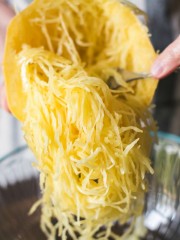 Spaghetti squash strands.