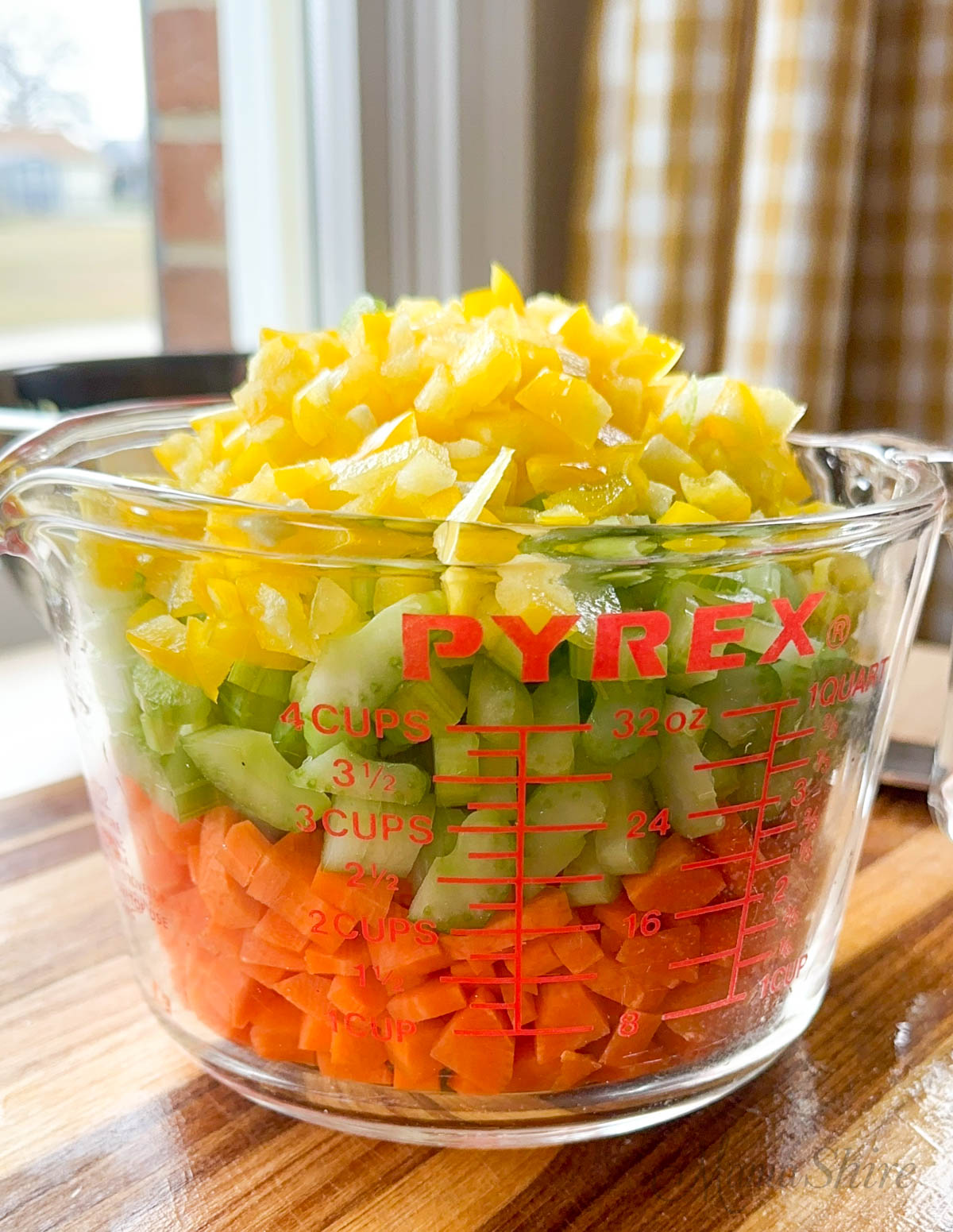 Carrots, celery, yellow bell pepper.