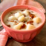 A bowl of Instant Pot Potato Soup that is warm and comforting.