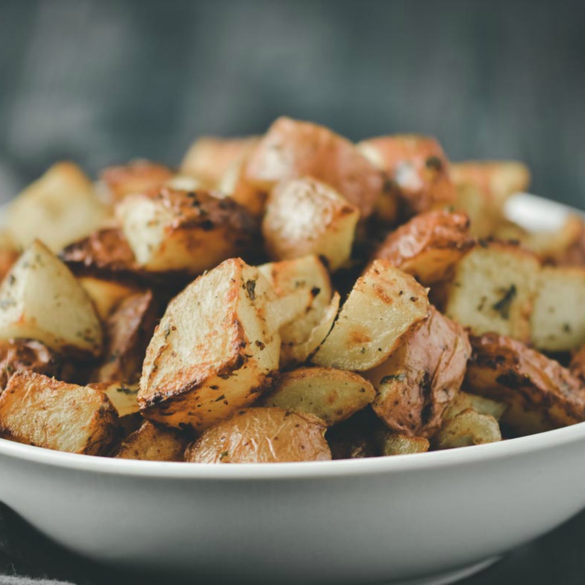 Red potatoes roasted in an air fryer.