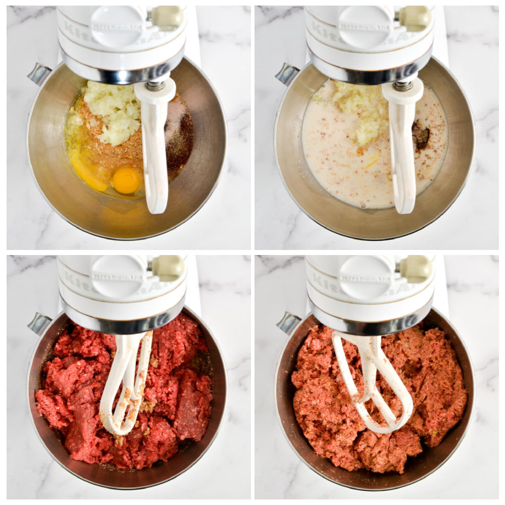 Steps show how to make appetizer meatballs with a KitchenAid.