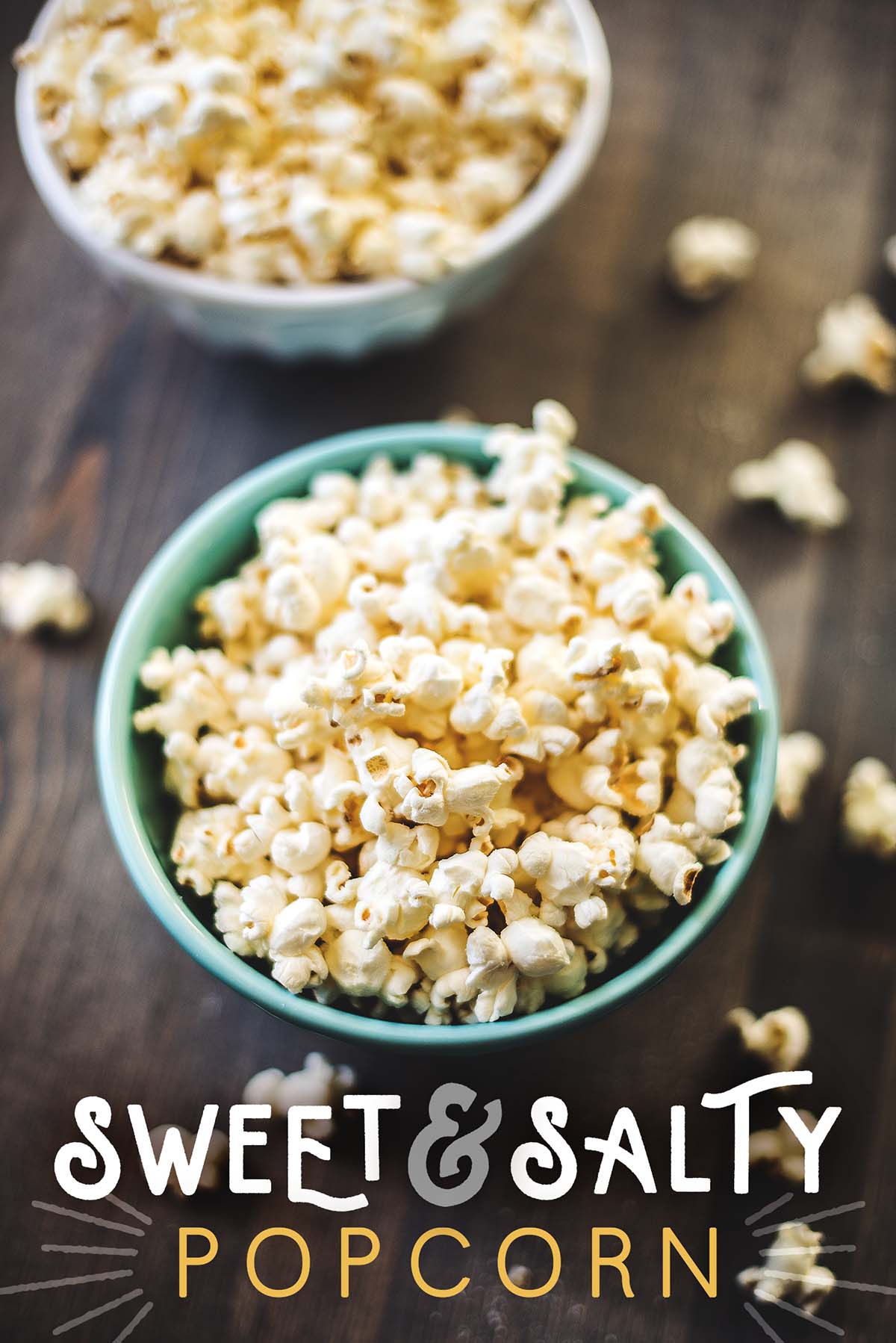 Sweet and salty popcorn in a bowl. 