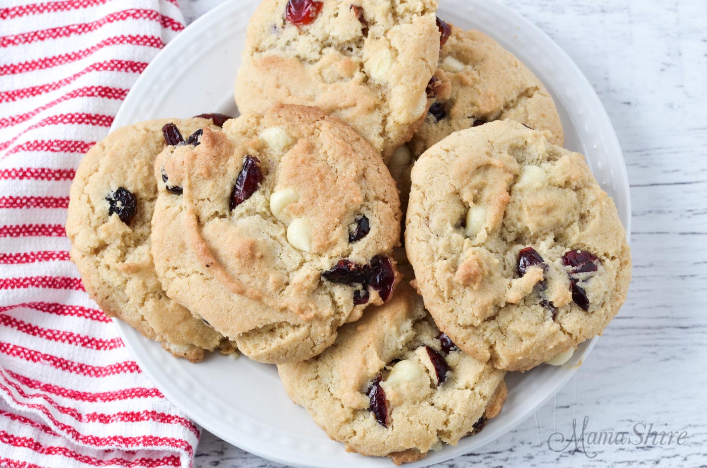 Gluten-free cookies with white chocolate chips and cranberries.